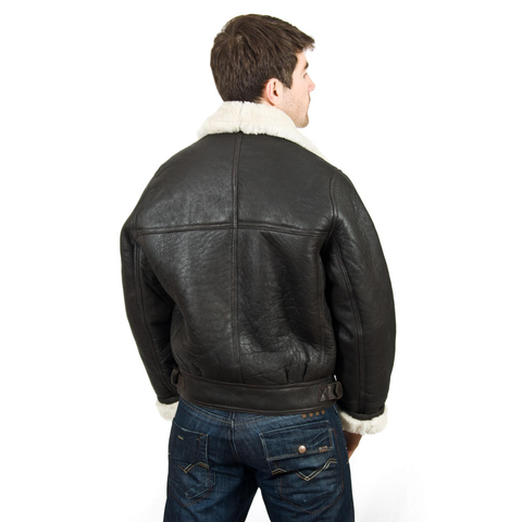 The Vintage Arc Men's Classic Luxury Shearling Fur Raf Aviator Rust Sheepskin Leather Flying Jacket For men.