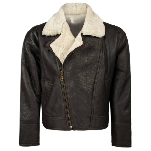 The Vintage Arc Men's Classic Luxury Shearling Fur Raf Aviator Rust Sheepskin Leather Flying Jacket For men.