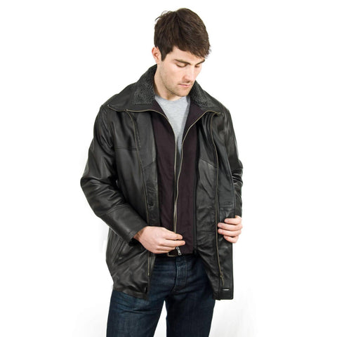 The Vintage Arc Men's Casual Wear Leather Car Coat - Classic Real Lambskin Leather Carcoat Winter Jackets For Men.