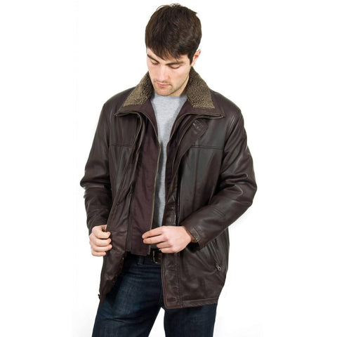 The Vintage Arc Men's Casual Wear Leather Car Coat - Classic Real Lambskin Leather Carcoat Winter Jackets For Men.