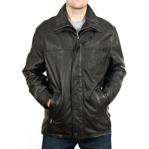 The Vintage Arc Men's Casual Wear Leather Car Coat - Classic Real Lambskin Leather Carcoat Winter Jackets For Men.