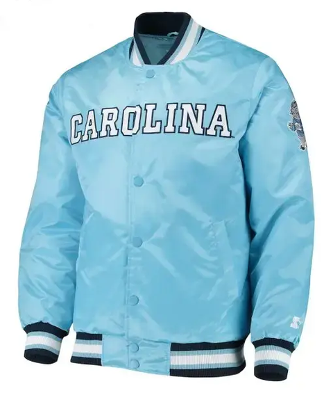 Vintage Arc Men’s Classic Carolina Varsity Style Letterman Bomber Jacket - Casual Wear Windbreaker Satin UNC Jacket For Men.
