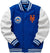 Jorde Calf Men's Varsity NY Letterman Mets Basketball Bomber Style Jacket - Vintage NY Baseball Fleece Jacket with PU Leather Sleeves.