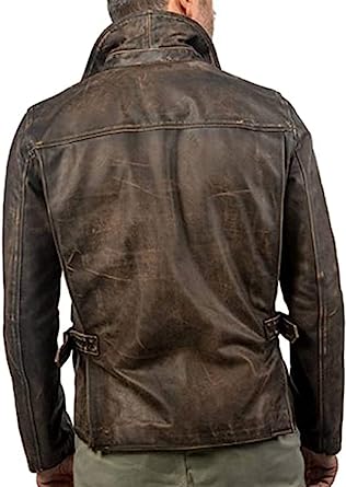 Vintage Arc Men's Indiana Jones Raiders of The Lost Ark Harrison Ford Brown Distressed Leather Jacket For mens.