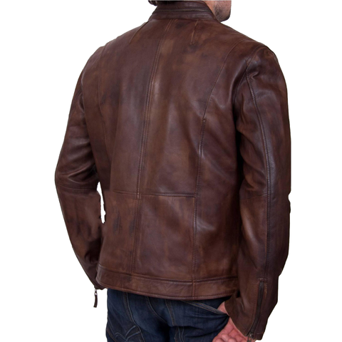 Vintage Arc Men's Vintage Urban Style Real Leather Distressed Jacket Classic Motorcycle Jackets For Men.
