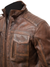 Jorde Calf Men's Urban Style Vintage Cafe Racer Motorcycle Biker Quilted Distressed Brown Genuine Leather Jacket.
