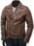 Jorde Calf Men's Vintage Quilted Style Lapel Collar  Motorcycle Biker Distressed Brown Leather Jacket.