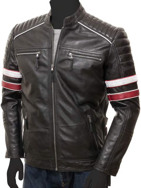 Vintage Arc Men's Being Human Vintage Cafe Racer Sam Winter Retro Style Motorcycle Biker Leather Jacket.
