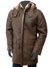Jorde Calf Men's Shearling Fur Sheepskin Brown Genuine Leather Warm Duffle Trench Coat for men.