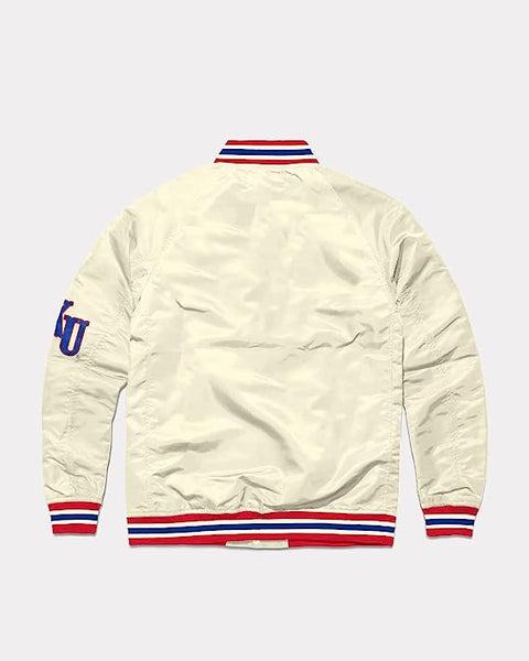 Vintage Arc Men’s Kansas Varsity Style Letterman Bomber Jacket - Ku Casual Wear Windbreaker Windproof Polyester Us Jacket.